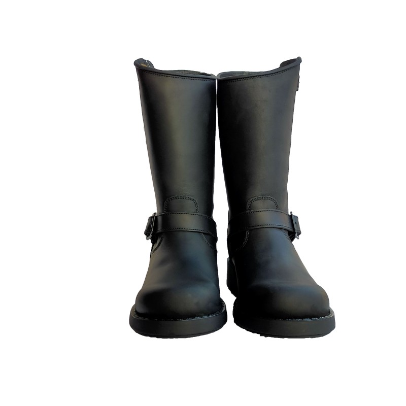 BIKER BOOT 7828: NATURAL LEATHER IN BLACK.