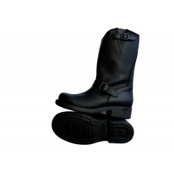 BIKER BOOT 7828: NATURAL LEATHER IN BLACK.