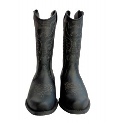 BLACK LEATHER MOTORCYCLE BOOT:          M-4730