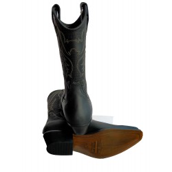 BLACK LEATHER MOTORCYCLE BOOT:          M-4730