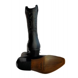 BLACK LEATHER MOTORCYCLE BOOT:       M-4730