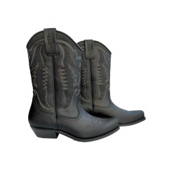 BLACK LEATHER MOTORCYCLE BOOT:       M-4730