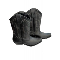 BLACK LEATHER MOTORCYCLE BOOT:       M-4730