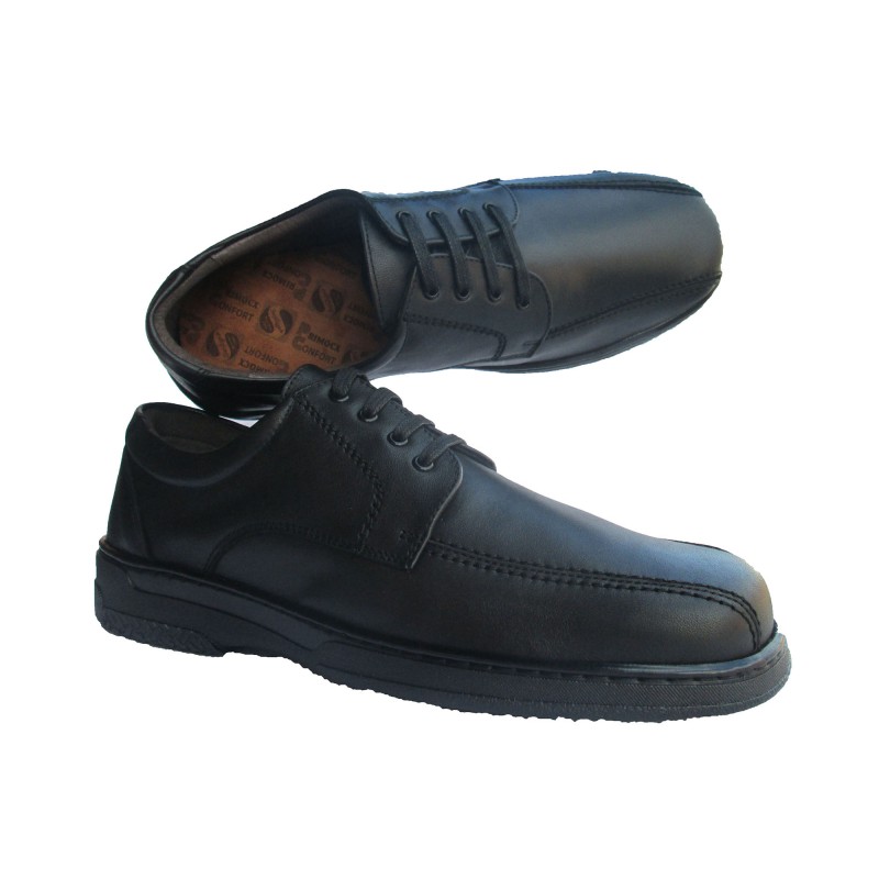 NATURAL LEATHER LACE-UP SHOE IN BLACK M-6987.