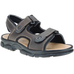 7001: NATURAL LEATHER VELCRO SANDAL IN BROWN.
