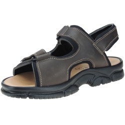 7001: NATURAL LEATHER VELCRO SANDAL IN BROWN.