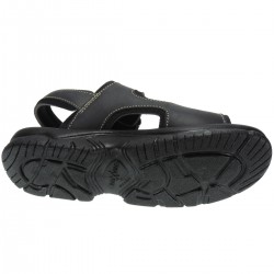 7001: NATURAL LEATHER VELCRO SANDAL IN BLACK.