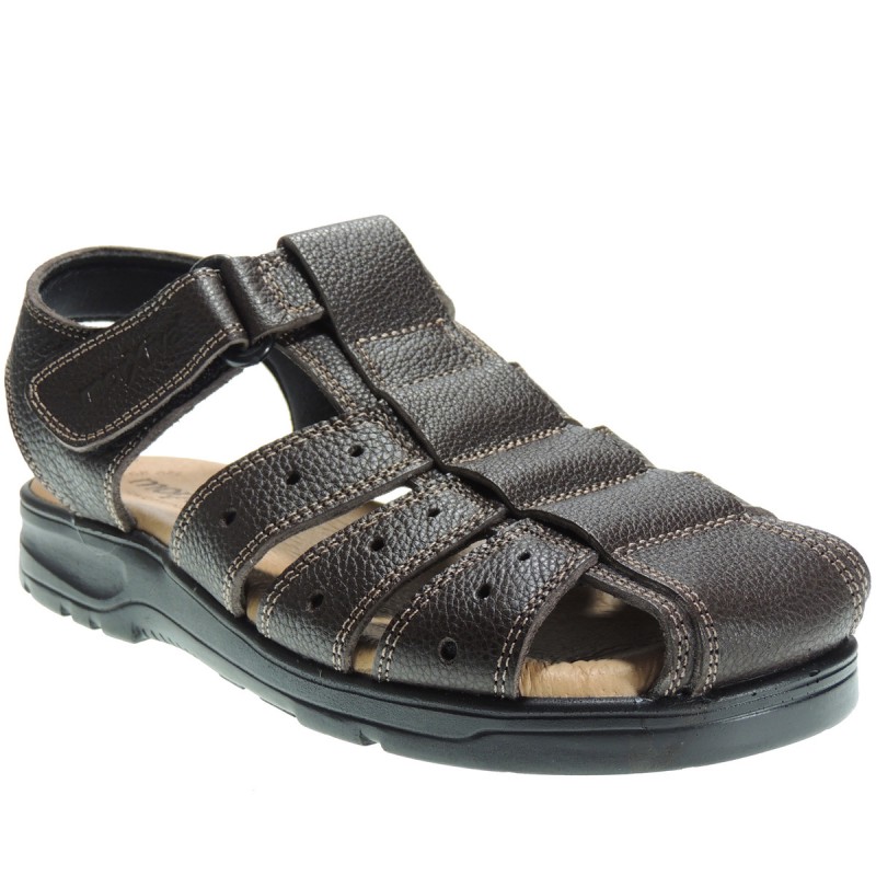 SANDAL 37006 ALL NATURAL LEATHER IN BROWN.