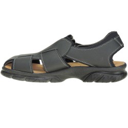 7003: BLACK NATURAL LEATHER SANDAL.