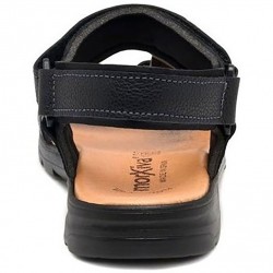 37003 BLACK NATURAL LEATHER VELCRO SANDAL.