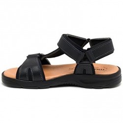 37003 BLACK NATURAL LEATHER VELCRO SANDAL.