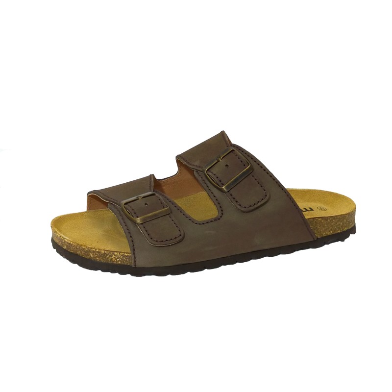 BIO ANATOMIC HEELLESS IN NATURAL LEATHER, BROWN COLOR.