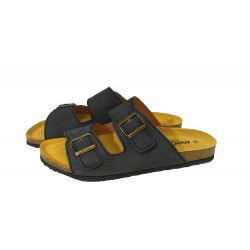 BIO ANATOMIC HEELLESS IN NATURAL LEATHER, BLACK COLOR.