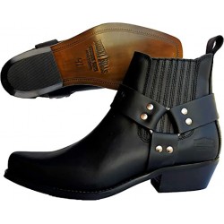 JOHNNY BULLS 4709: BLACK LEATHER BIKER BOOT.