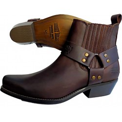 JOHNNY BULLS 4709: BROWN LEATHER BIKER BOOT.