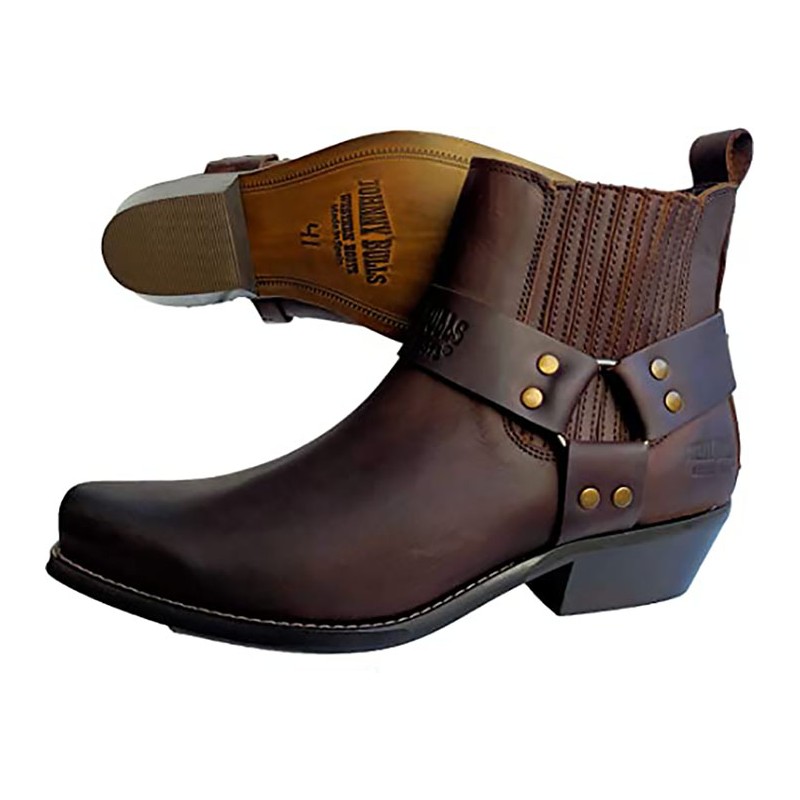 JOHNNY BULLS 4709: BROWN LEATHER BIKER BOOT.