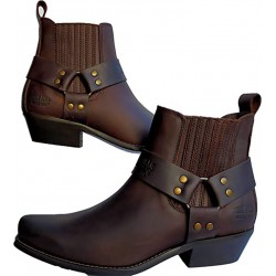 JOHNNY BULLS 4709: BROWN LEATHER BIKER BOOT.