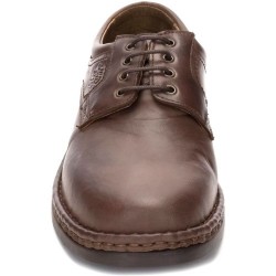 NATURAL LEATHER LACE SHOE IN MAHOGANY: 6050