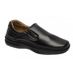 MOCCASIN IN LEATHER AND LYCRA IN BLACK COLOR.