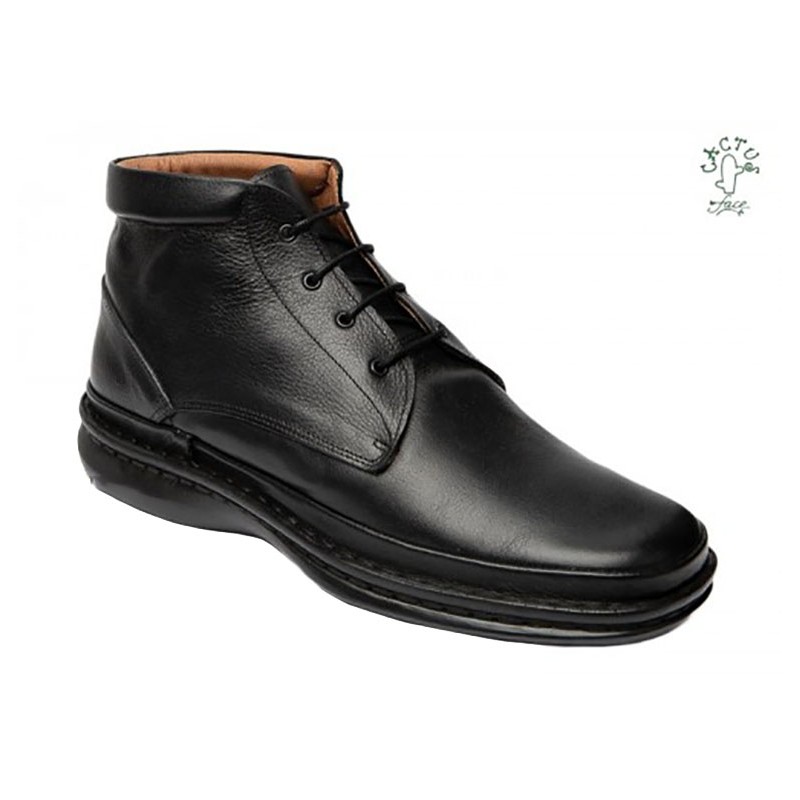 BOTÍN CORDONES CACTUS EN PIEL NEGRA.