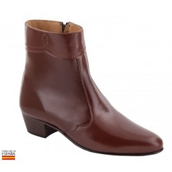 GOATSKIN BORDEAUX ANKLE BOOT WITH M-50 ZIPPER