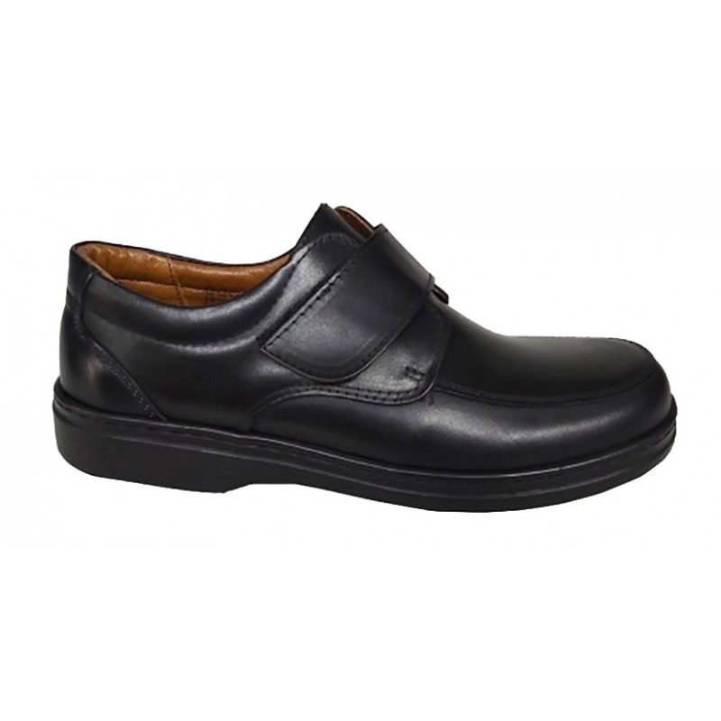 SPANISH SHOES 367 VELCRO BLACK LEATHER.