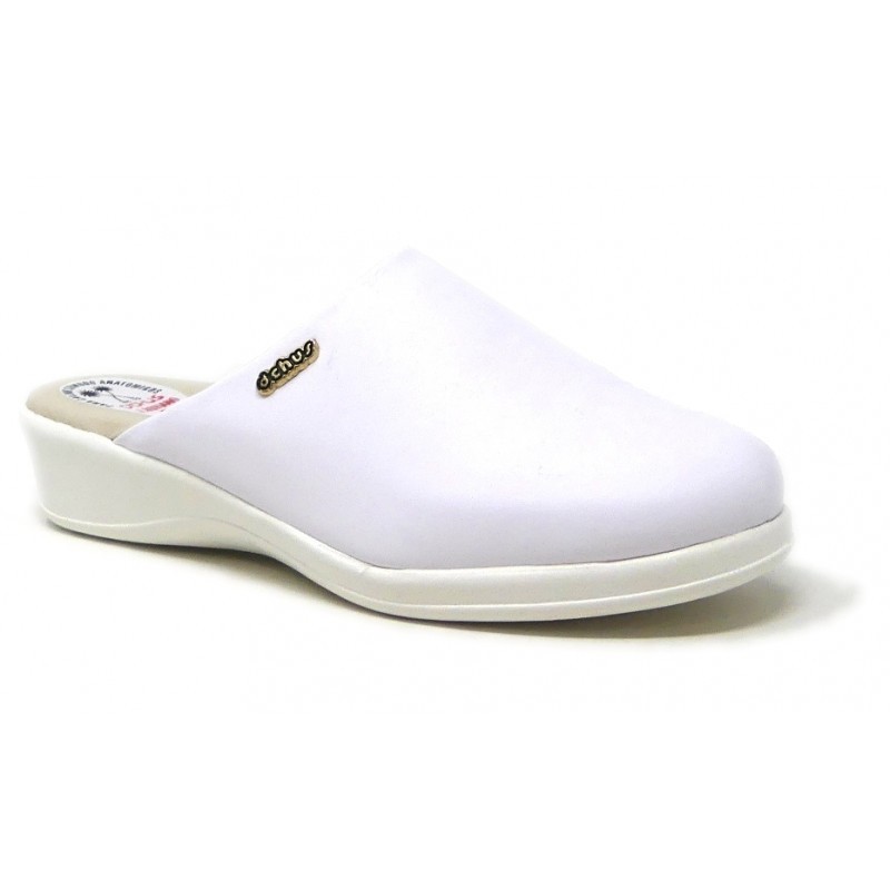 D ́CHUS 6090 WHITE LEATHER ANATOMICAL CLOG.
