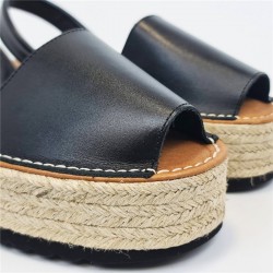 MENORQUINA 16201 INDIA IN BLACK LEATHER.