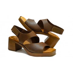 LEATHER HEEL SANDAL: 15069