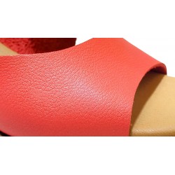 RED LEATHER HEEL SANDAL: 15069