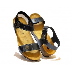 BIO ANATOMICAL BLACK LEATHER SANDAL.