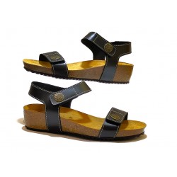 BIO ANATOMICAL BLACK LEATHER SANDAL.