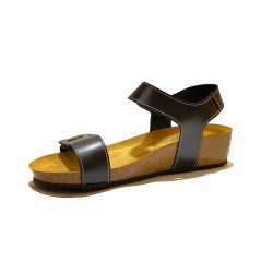 BIO ANATOMICAL BLACK LEATHER SANDAL.