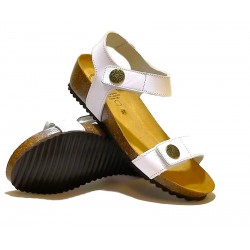 BIO ANATOMICAL WHITE LEATHER SANDAL.