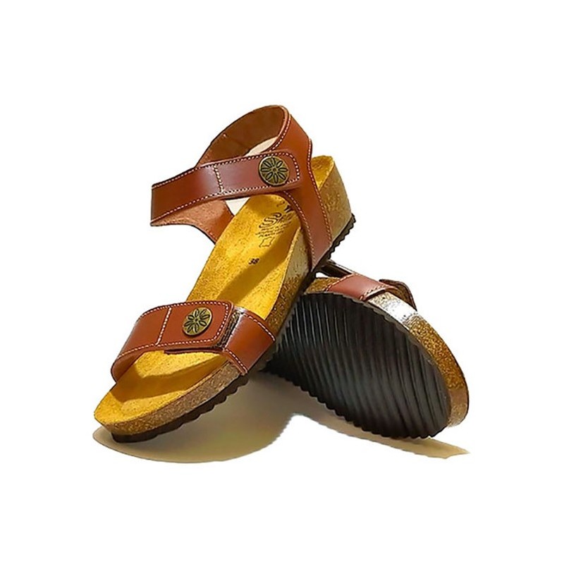 BIO ANATOMICAL BROWN LEATHER SANDAL.