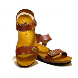 BIO ANATOMICAL BROWN LEATHER SANDAL.