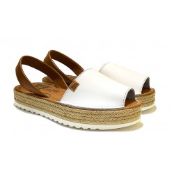 MENORQUINA AVARCA NATURAL LEATHER PLATFORM IN WHITE 9201.