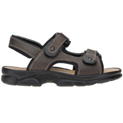 7001: NATURAL LEATHER VELCRO SANDAL IN BROWN.