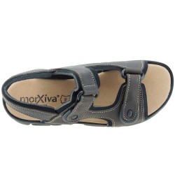 7001: NATURAL LEATHER VELCRO SANDAL IN BROWN.