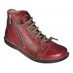 BURGUNDY LEATHER LADY'S ZIPPER BOOT.