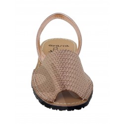 MENORQUINA: 522AV LOW SANDAL NATURAL LEATHER IN PINK