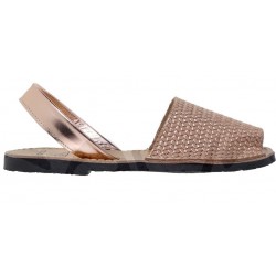 MENORQUINA: 522AV LOW SANDAL NATURAL LEATHER IN PINK.