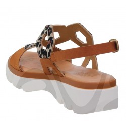 BLUSANDAL: 250BLU WOMEN'S PLATFORM SANDAL WITH NATURAL LEATHER.