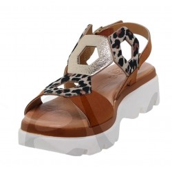 BLUSANDAL: 250BLU WOMEN'S PLATFORM SANDAL WITH NATURAL LEATHER.