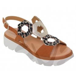 BLUSANDAL: 250BLU WOMEN'S PLATFORM SANDAL WITH NATURAL LEATHER.