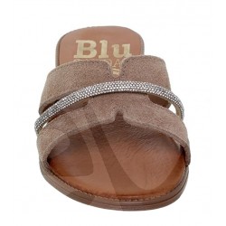 SANDALIA DESTALONADA PLANA EN PIEL NATURAL: 5207BLU