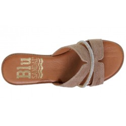 SANDALIA DESTALONADA PLANA EN PIEL NATURAL: 5207BLU