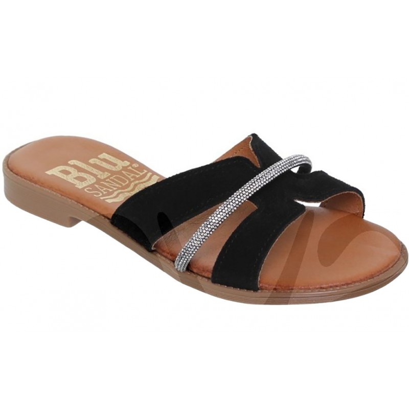 SANDALIA DESTALONADA PLANA EN PIEL NATURAL: 5207BLU