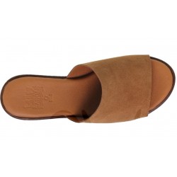 ZUECO DESTALONADO PLATAFORMA PIEL NATURAL COLOR CUERO: BLUSANDAL:101BLU