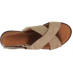 BLUSANDAL:372 SANDALIA PLATAFORMA PIEL NATURAL COLOR TAUPE.